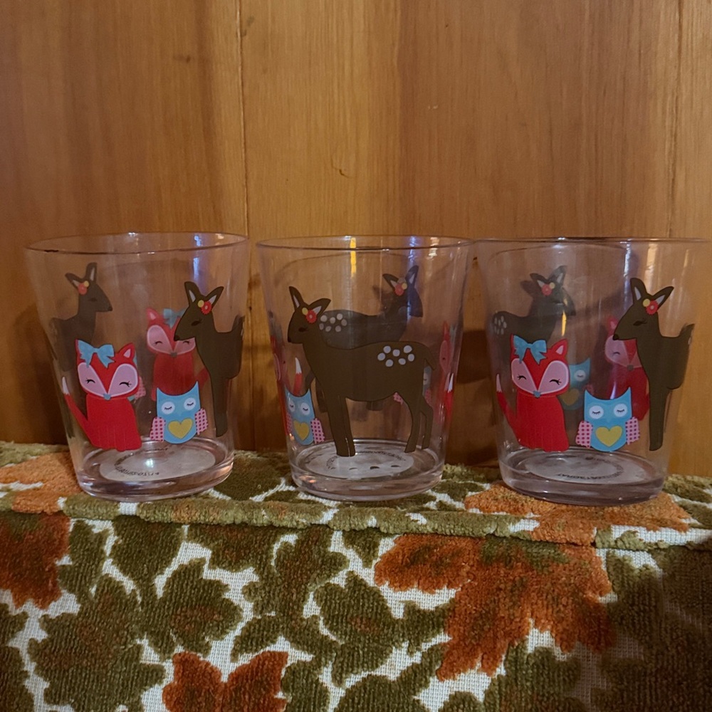 Target Circo Plastic Children’s tumbler set of 3 cups glasses owl, deer, fox
